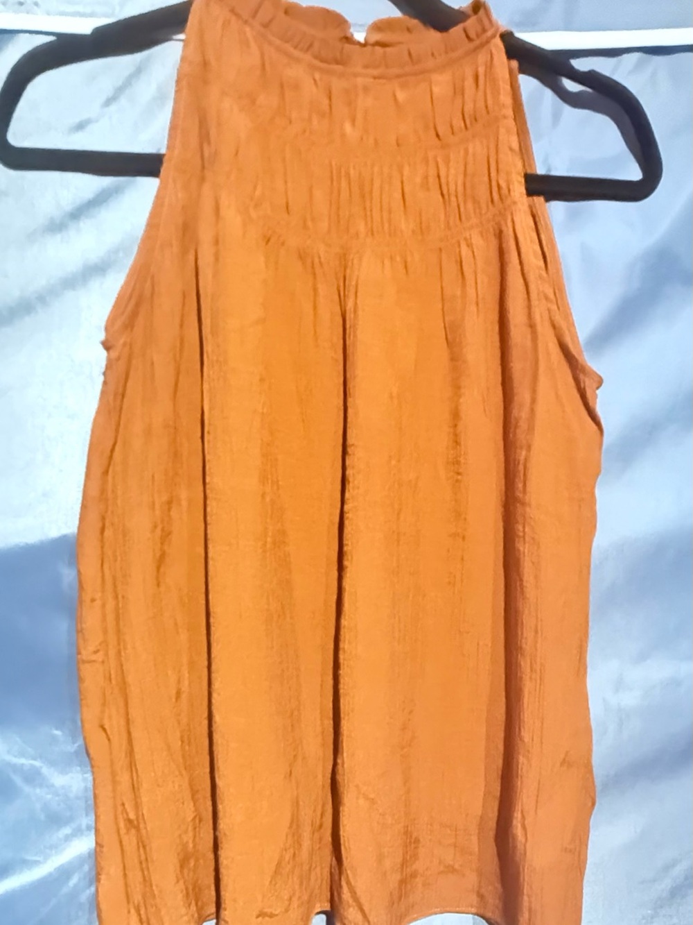 Nanette Lepore Rust Orange Smocked High-Neck Sleeveless Camisole
